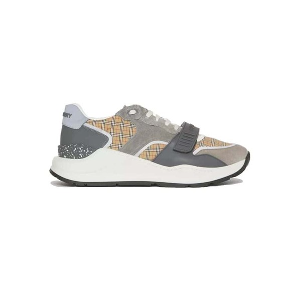 BURBERRY CHECK, SUEDE AND LEATHER SNEAKERS - BBR010