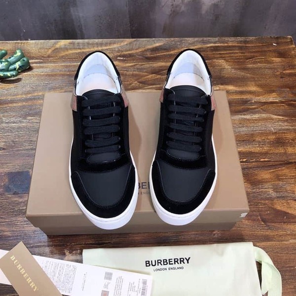BURBERRY LEATHER AND HOUSE CHECK COTTON SNEAKERS - BBR014 - Image 2