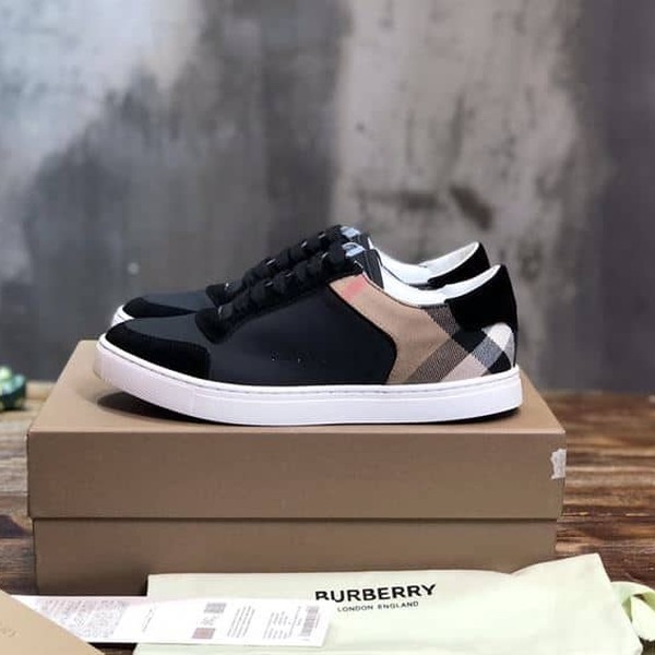 BURBERRY LEATHER AND HOUSE CHECK COTTON SNEAKERS - BBR014 - Image 3