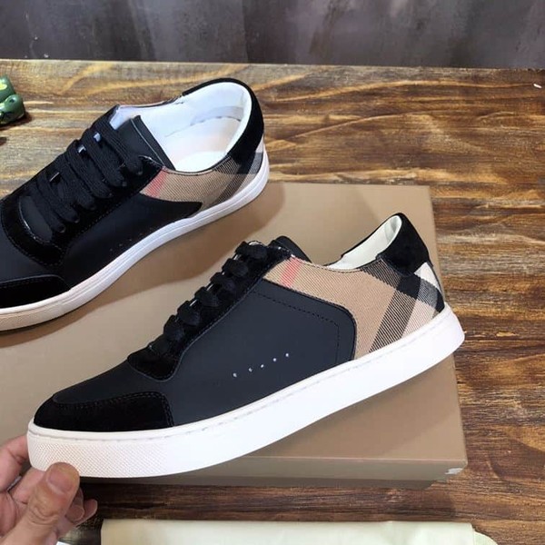 BURBERRY LEATHER AND HOUSE CHECK COTTON SNEAKERS - BBR014 - Image 4