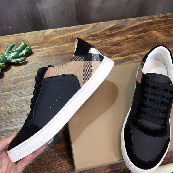 BURBERRY LEATHER AND HOUSE CHECK COTTON SNEAKERS - BBR014 - Image 8