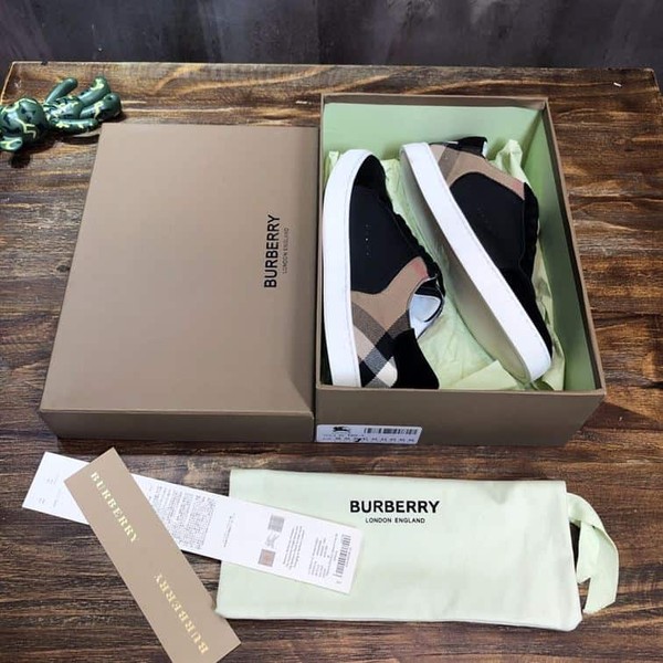BURBERRY LEATHER AND HOUSE CHECK COTTON SNEAKERS - BBR014 - Image 9