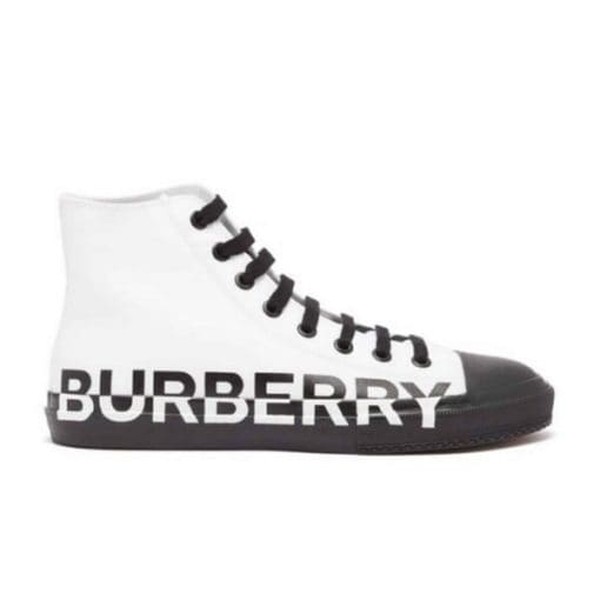 BURBERRY LOGO PRINT GABARDINE HIGH-TOP SNEAKERS - BBR029 - Image 11