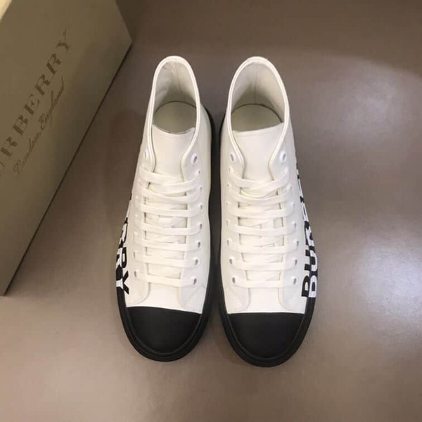 BURBERRY LOGO PRINT GABARDINE HIGH-TOP SNEAKERS - BBR029 - Image 3