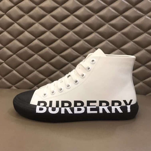BURBERRY LOGO PRINT GABARDINE HIGH-TOP SNEAKERS - BBR029 - Image 5