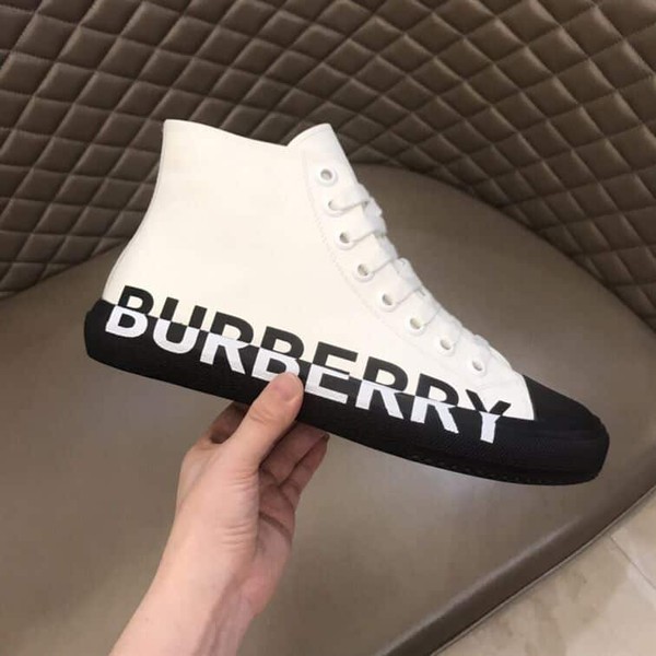 BURBERRY LOGO PRINT GABARDINE HIGH-TOP SNEAKERS - BBR029 - Image 6