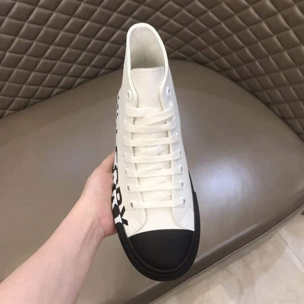 BURBERRY LOGO PRINT GABARDINE HIGH-TOP SNEAKERS - BBR029 - Image 8