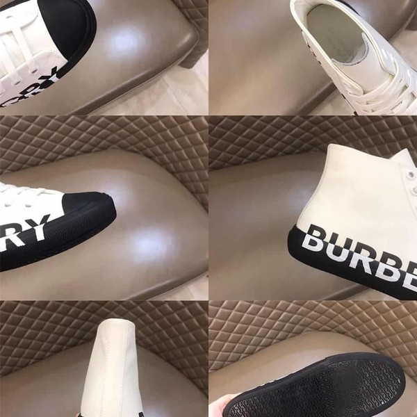 BURBERRY LOGO PRINT GABARDINE HIGH-TOP SNEAKERS - BBR029 - Image 10
