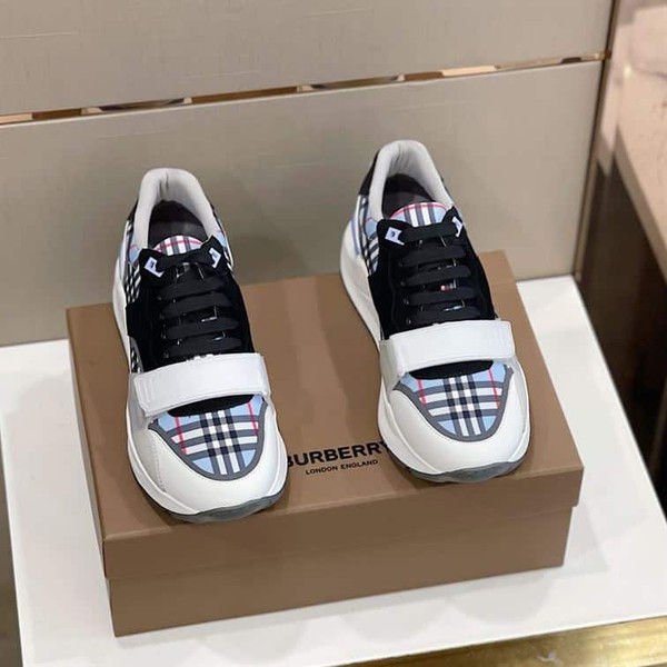 BURBERRY CHECK NYLON, LEATHER AND SUEDE SNEAKERS - BBR031 - Image 3