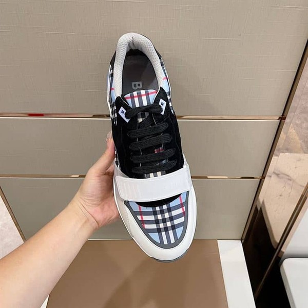 BURBERRY CHECK NYLON, LEATHER AND SUEDE SNEAKERS - BBR031 - Image 7