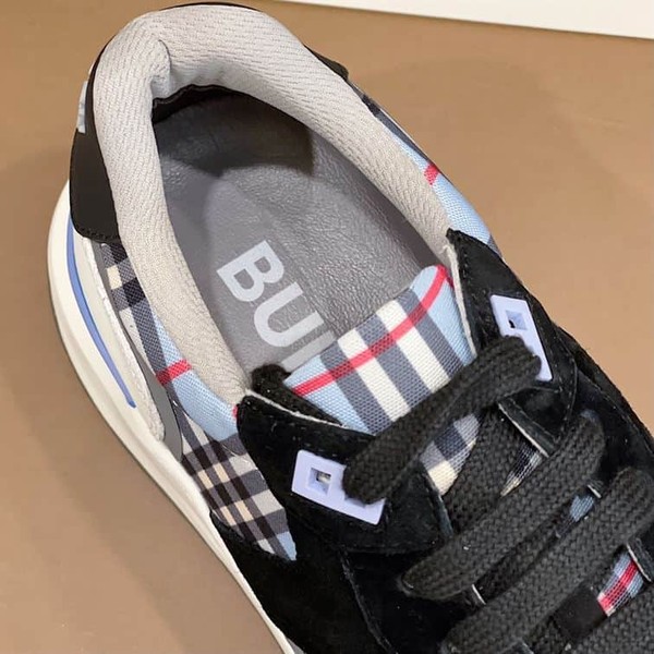 BURBERRY CHECK NYLON, LEATHER AND SUEDE SNEAKERS - BBR031 - Image 8
