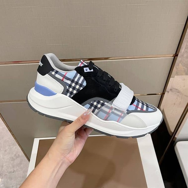 BURBERRY CHECK NYLON, LEATHER AND SUEDE SNEAKERS - BBR031 - Image 9