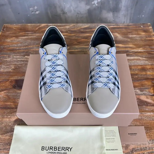 BURBERRY CHECK AND LEATHER SNEAKERS - BBR072 - Image 2