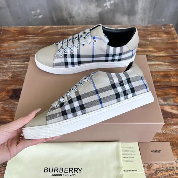 BURBERRY CHECK AND LEATHER SNEAKERS - BBR072 - Image 3