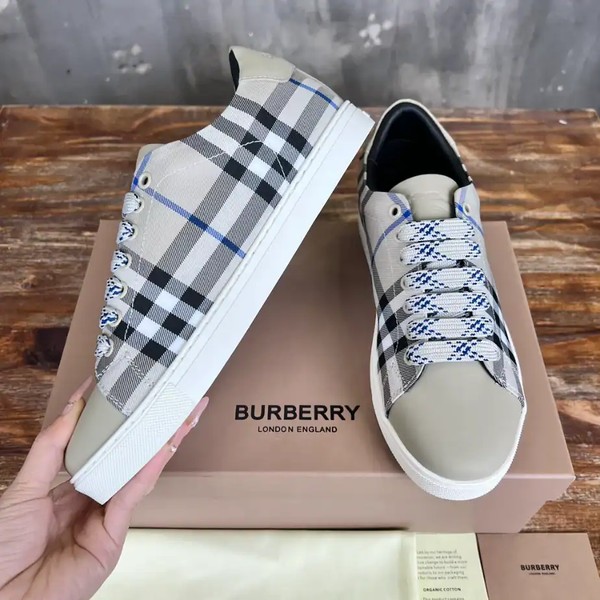 BURBERRY CHECK AND LEATHER SNEAKERS - BBR072 - Image 4