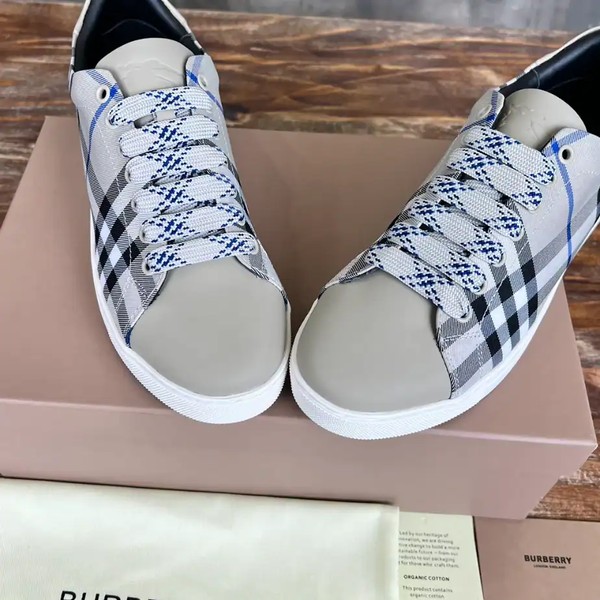 BURBERRY CHECK AND LEATHER SNEAKERS - BBR072 - Image 5