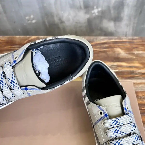 BURBERRY CHECK AND LEATHER SNEAKERS - BBR072 - Image 6