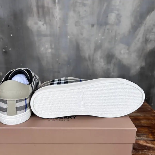 BURBERRY CHECK AND LEATHER SNEAKERS - BBR072 - Image 7
