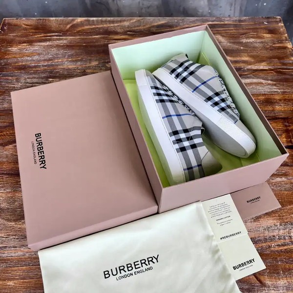 BURBERRY CHECK AND LEATHER SNEAKERS - BBR072 - Image 8
