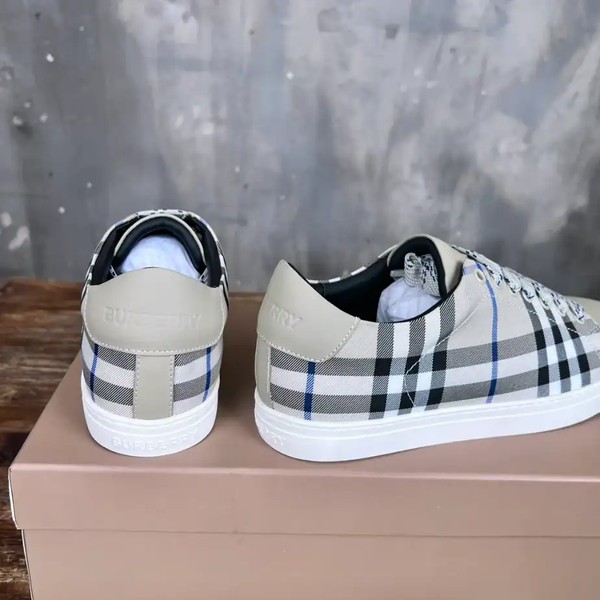 BURBERRY CHECK AND LEATHER SNEAKERS - BBR072 - Image 9