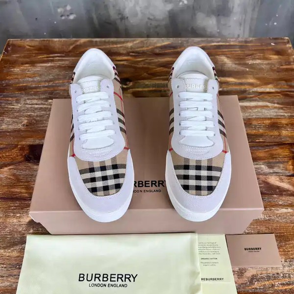 BURBERRY CHECK AND LEATHER SNEAKERS - BBR075 - Image 2