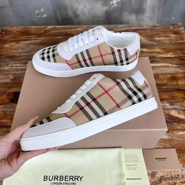 BURBERRY CHECK AND LEATHER SNEAKERS - BBR075 - Image 3