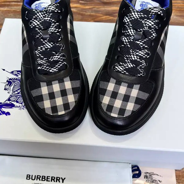 BURBERRY LEATHER AND CHECK TERRACE SNEAKERS - BBR084 - Image 4