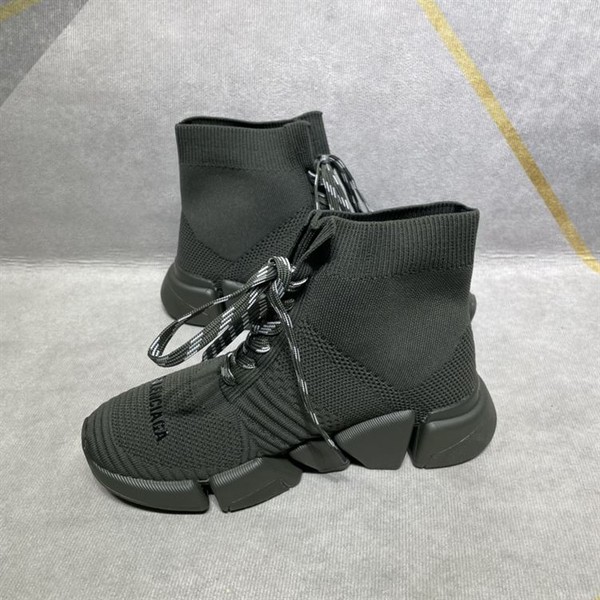 BALENCIAGA MEN'S SPEED 2.0 LACE-UP RECYCLED KNIT SNEAKER IN GREEN - BLA034 - Image 5
