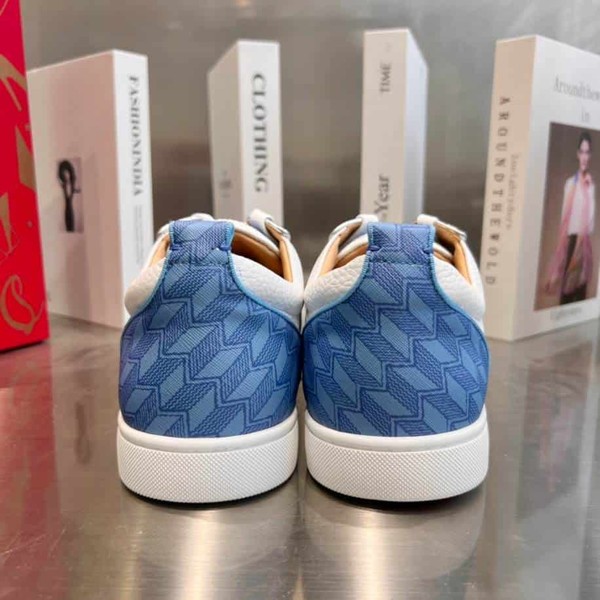 Christian Louboutin Louis Junior Spikes White Blue Sneaker - CLS042 - Image 3