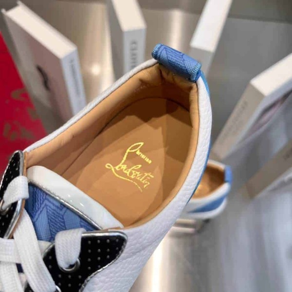 Christian Louboutin Louis Junior Spikes White Blue Sneaker - CLS042 - Image 5