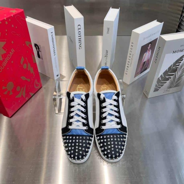 Christian Louboutin Louis Junior Spikes White Blue Sneaker - CLS042 - Image 6