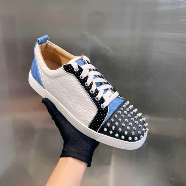 Christian Louboutin Louis Junior Spikes White Blue Sneaker - CLS042 - Image 8