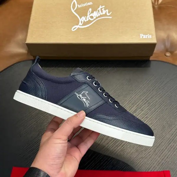 Christian Louboutin Retero Canvas and Leather Low-Top Sneakers - CLS089
