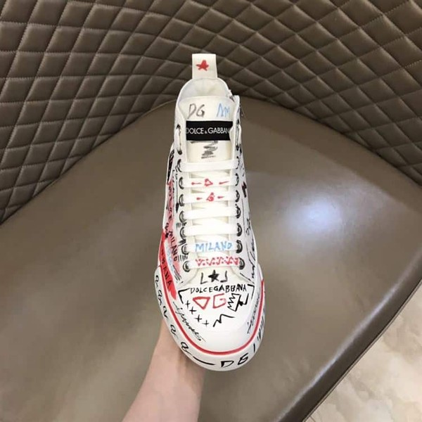 DOLCE & GABBANA HAND-PAINTED GRAFFITI CANVAS PORTOFINO LIGHT MID-TOP SNEAKERS – DG004 - Image 7