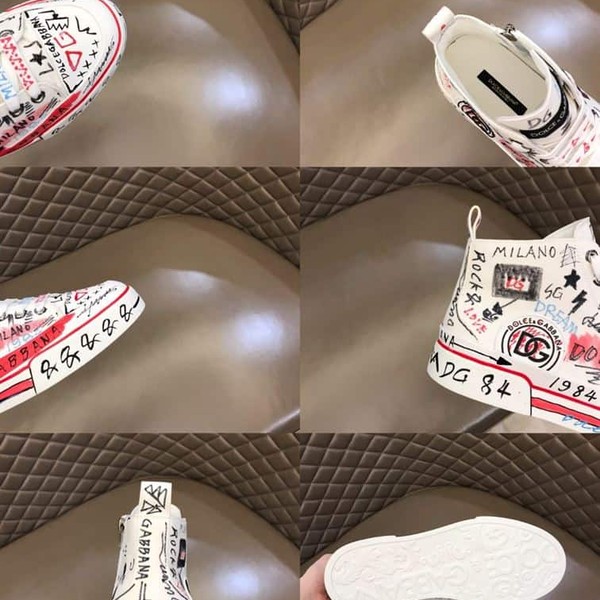 DOLCE & GABBANA HAND-PAINTED GRAFFITI CANVAS PORTOFINO LIGHT MID-TOP SNEAKERS – DG004 - Image 9