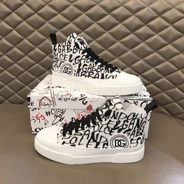 DOLCE & GABBANA CANVAS PORTOFINO LIGHT MID-TOP SNEAKERS WITH DG LOGO PRINT – DG005 - Image 2