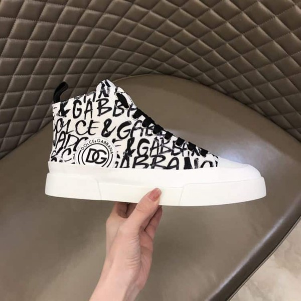 DOLCE & GABBANA CANVAS PORTOFINO LIGHT MID-TOP SNEAKERS WITH DG LOGO PRINT – DG005 - Image 4