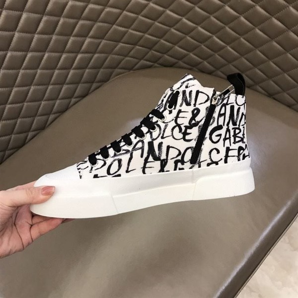 DOLCE & GABBANA CANVAS PORTOFINO LIGHT MID-TOP SNEAKERS WITH DG LOGO PRINT – DG005 - Image 5