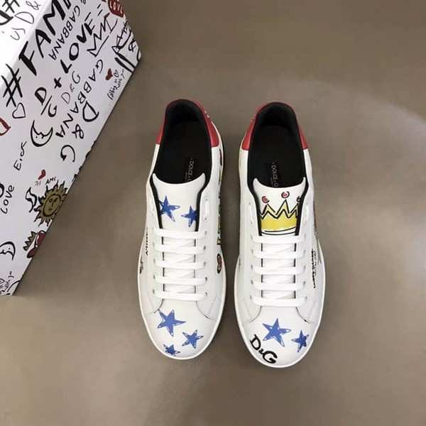 DOLCE & GABBANA LEATHER ROYAL LOVE PRINT SNEAKERS IN WHITE – DG007 - Image 3