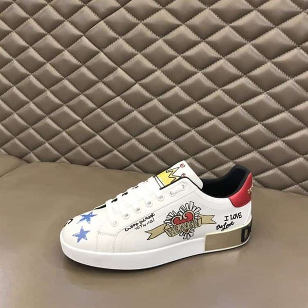 DOLCE & GABBANA LEATHER ROYAL LOVE PRINT SNEAKERS IN WHITE – DG007 - Image 7