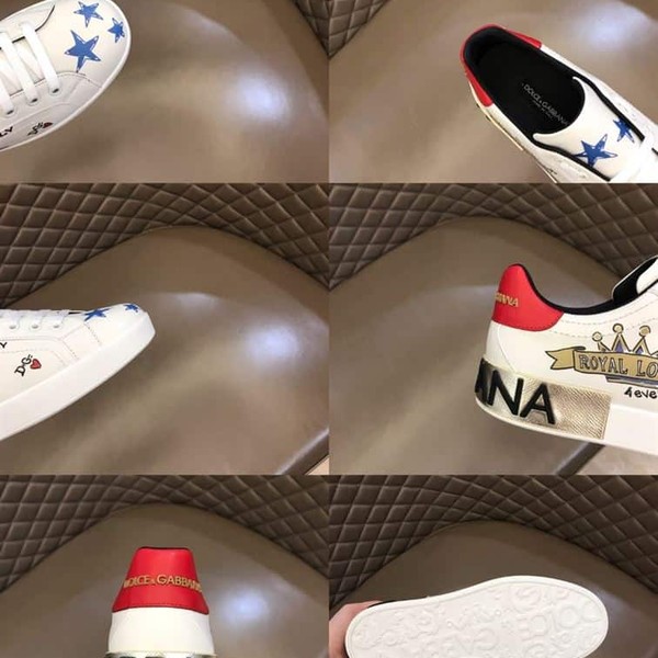 DOLCE & GABBANA LEATHER ROYAL LOVE PRINT SNEAKERS IN WHITE – DG007 - Image 10