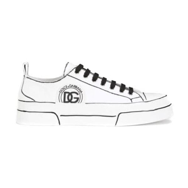 DOLCE & GABBANA HAND PAINTED CANVAS PORTOFINO LIGHT SNEAKERS IN WHITE – DG008 - Image 10