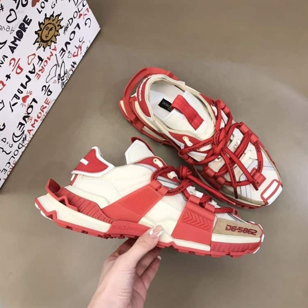 DOLCE & GABBANA MIXED-MATERIAL SPACE SNEAKRES IN RED – DG012 - Image 7