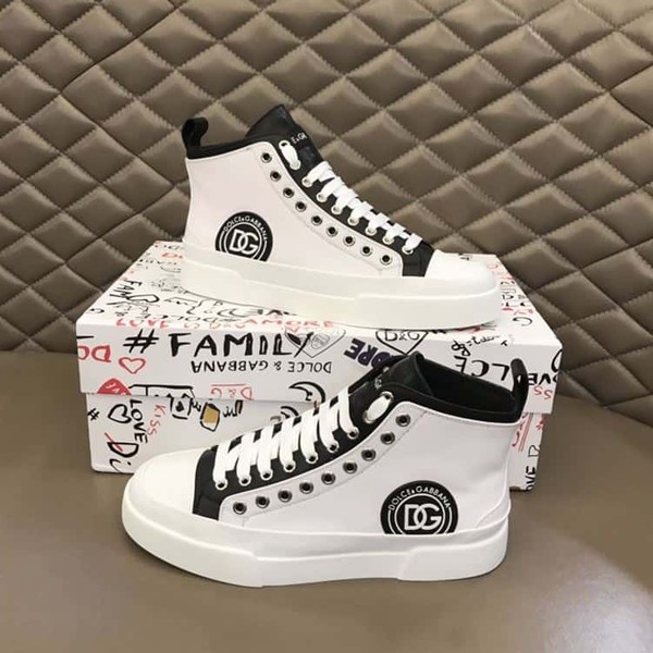DOLCE & GABBANA QUILTED TWO-TONE NYLON PORTOFINO LIGHT MID-TOP SNEAKERS IN WHITE – DG015 - Image 2
