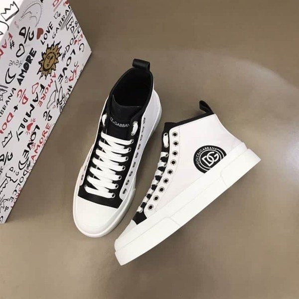 DOLCE & GABBANA QUILTED TWO-TONE NYLON PORTOFINO LIGHT MID-TOP SNEAKERS IN WHITE – DG015 - Image 7