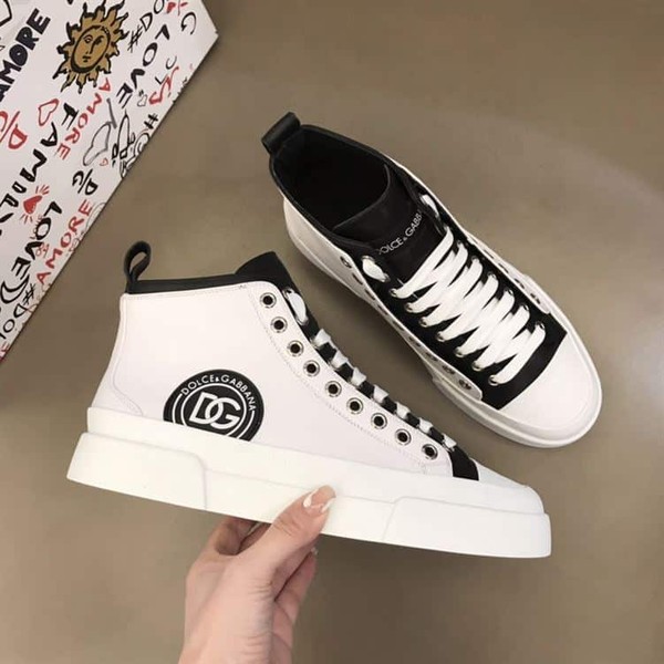 DOLCE & GABBANA QUILTED TWO-TONE NYLON PORTOFINO LIGHT MID-TOP SNEAKERS IN WHITE – DG015 - Image 8