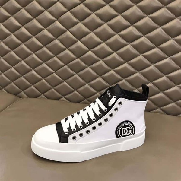 DOLCE & GABBANA QUILTED TWO-TONE NYLON PORTOFINO LIGHT MID-TOP SNEAKERS IN WHITE – DG015 - Image 9