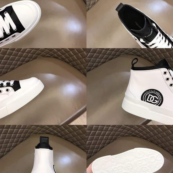 DOLCE & GABBANA QUILTED TWO-TONE NYLON PORTOFINO LIGHT MID-TOP SNEAKERS IN WHITE – DG015 - Image 10