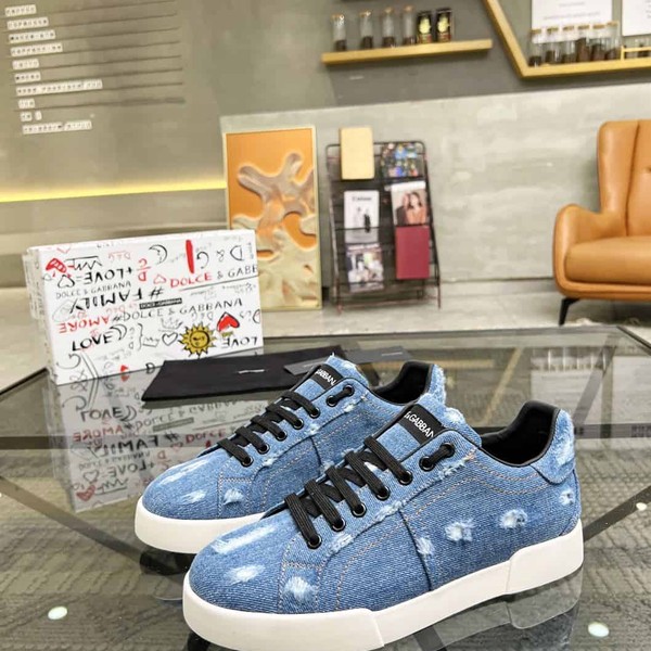 DOLCE & GABBANA DENIM PATCHWORK SNEAKERS – DG024 - Image 3