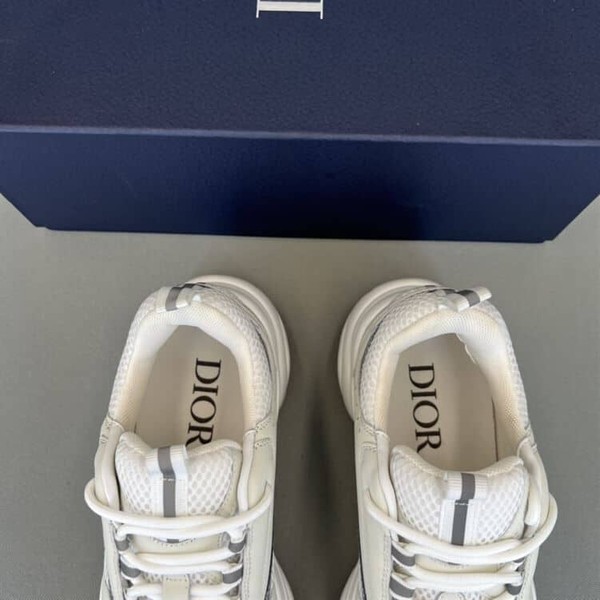 DIOR B22 SNEAKERS WHITE TECHNICAL MESH WITH WHITE AND SILVER-TONE CALFSKIN - DO002 - Image 6